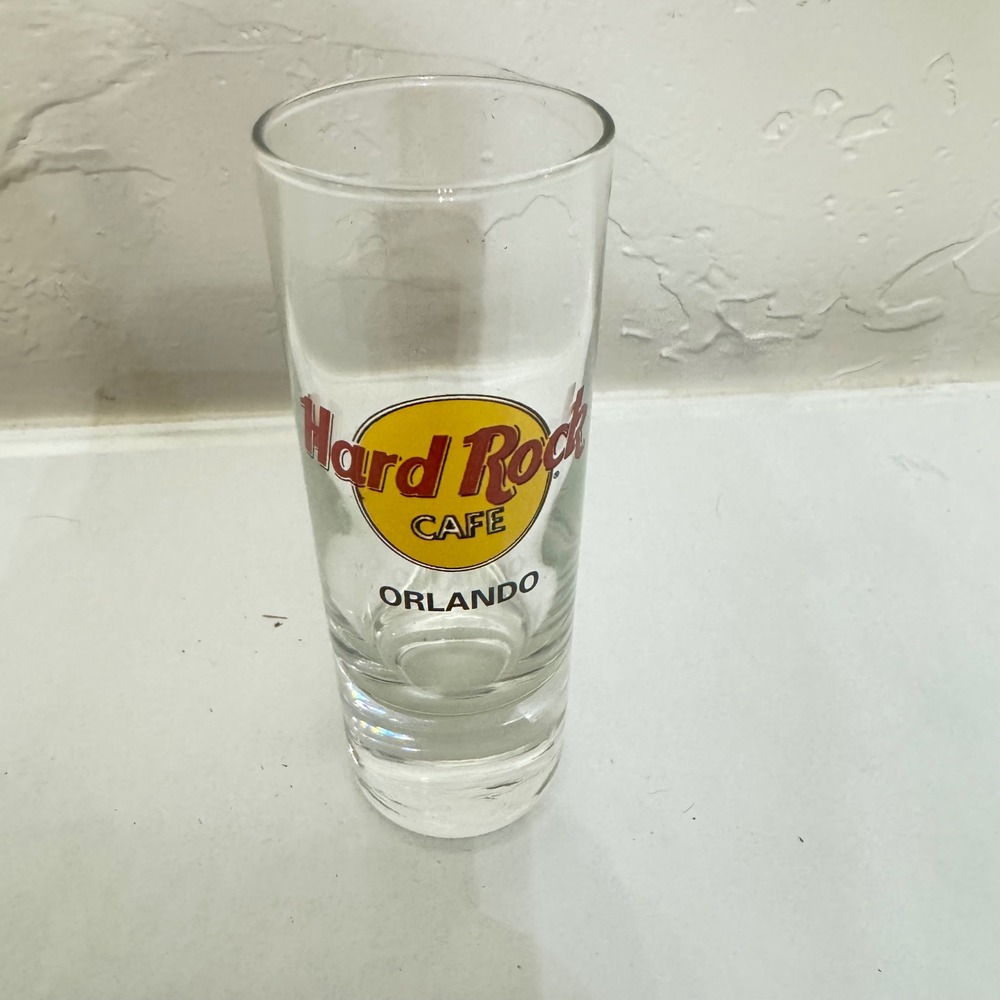Hard‎ Rock Cafe Orlando Shot Glass Tall Shooter Souvenir Barware Clear Logo